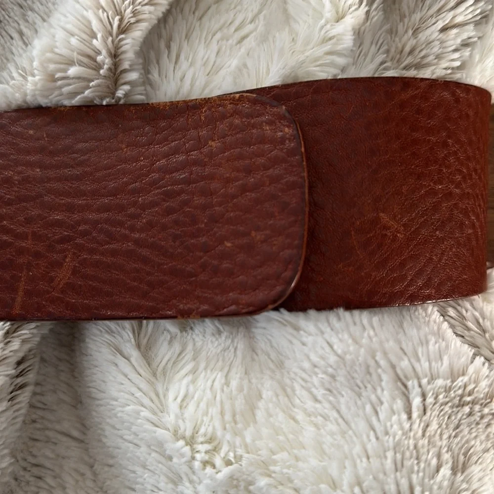 Garuglieri Genuine Leather Belt Rose Metal Buckle Brown Tan SzXL